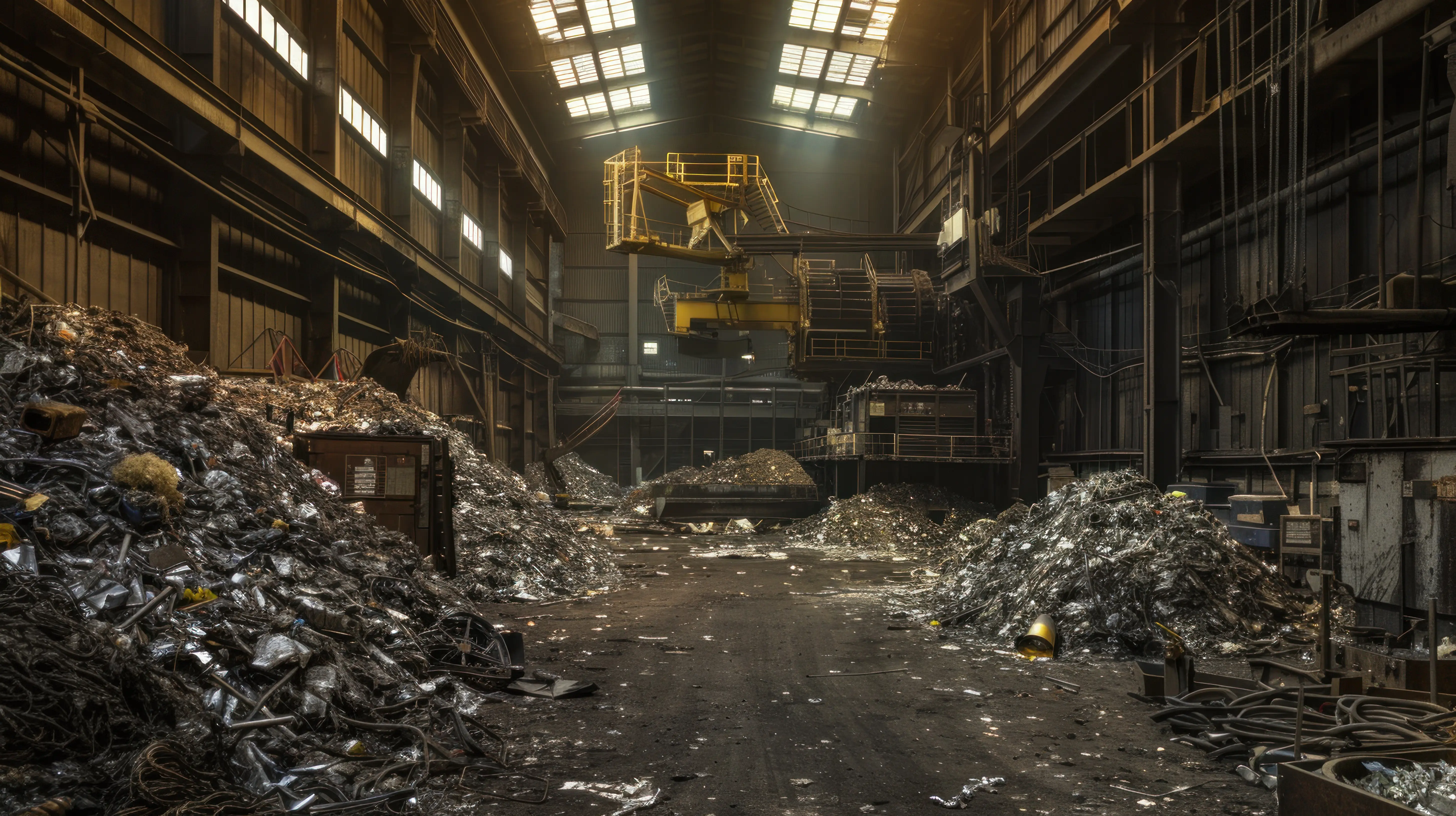 Imagen de chatarra industrial, representando la fuerza bruta de los metales comercializados por Alutek